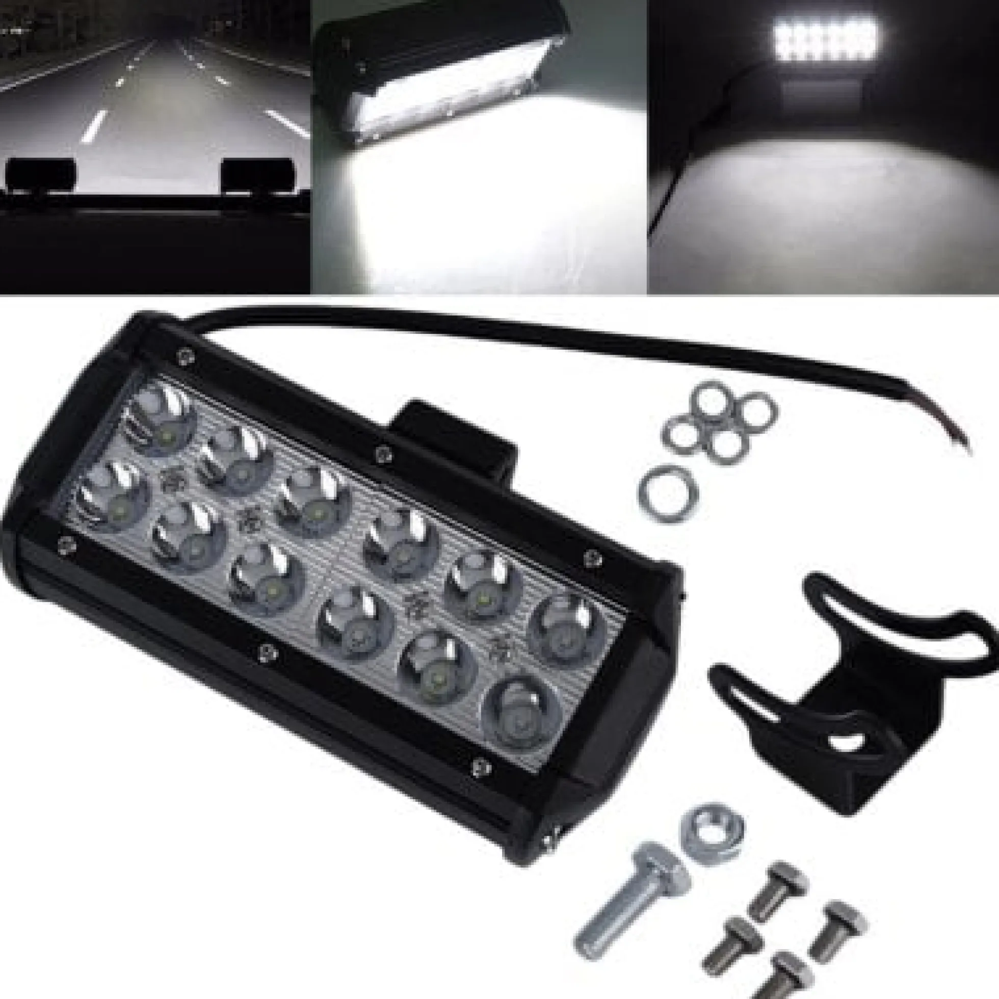 36W LED arbejdslampe, 3050 lumen, 6000K, 30/60 graders spredning, IP67, 164 x 60 x 75 mm, 12V/24V