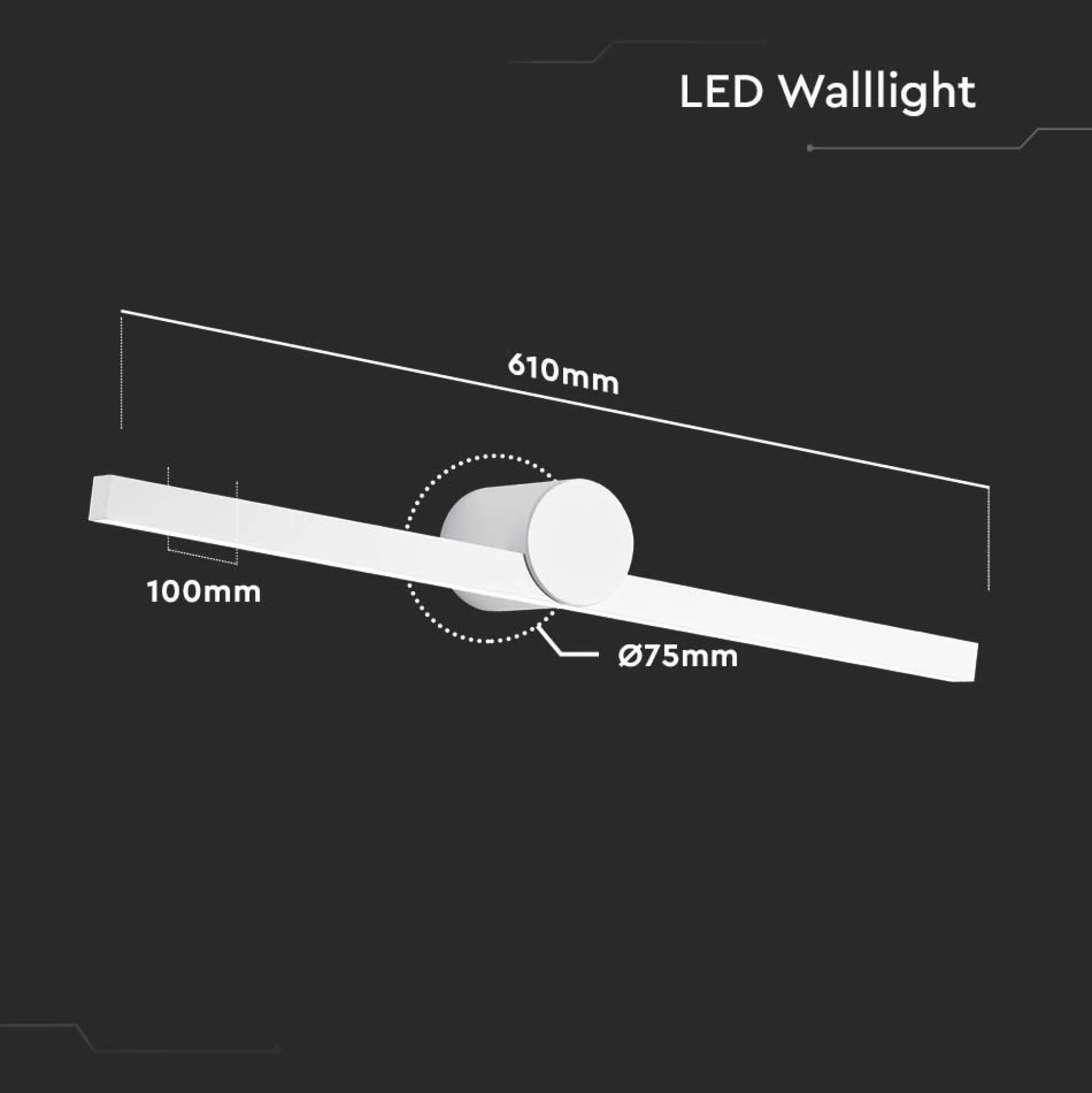 10W LED bad / spejllampe, IP65, 61 cm, hvid - 3000K