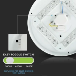 36W LED Dome Lys med Stjernehimmel Dæksel, 450mm, CCT 3in1 Rundt, 3900lm