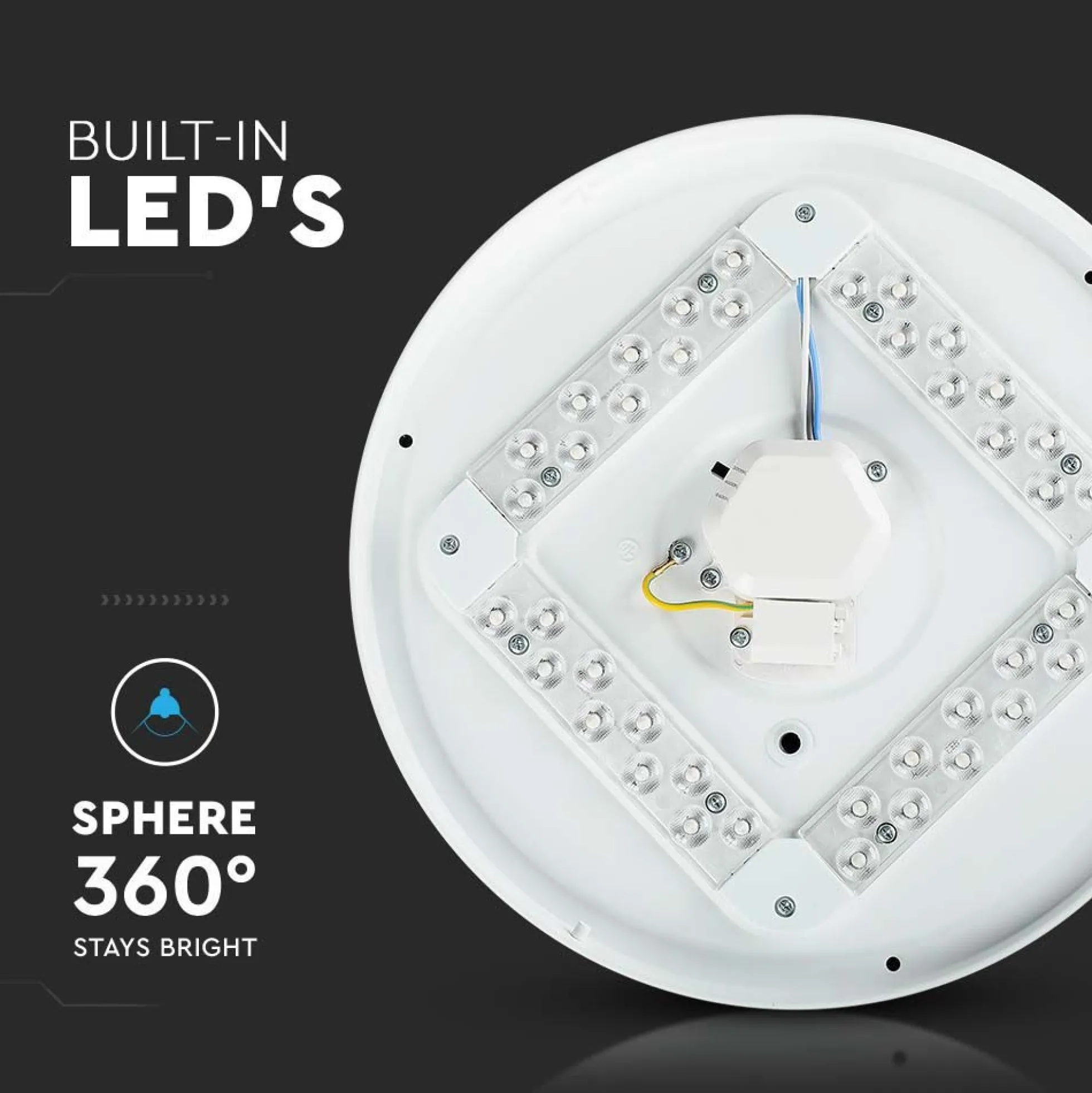 36W LED Dome Lys med Stjernehimmel Dæksel, 450mm, CCT 3in1 Rundt, 3900lm