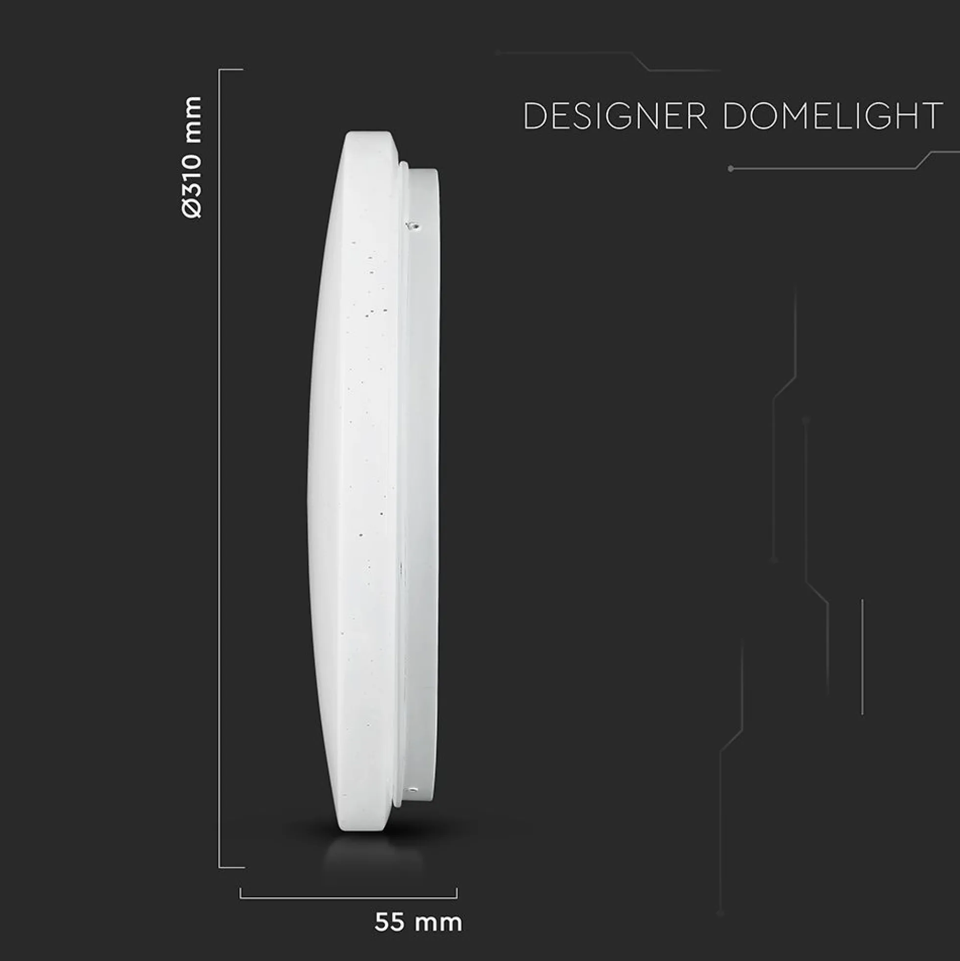 18W LED Dome Lys, 300mm stjerneoverflade, CCT 3i1, rundt