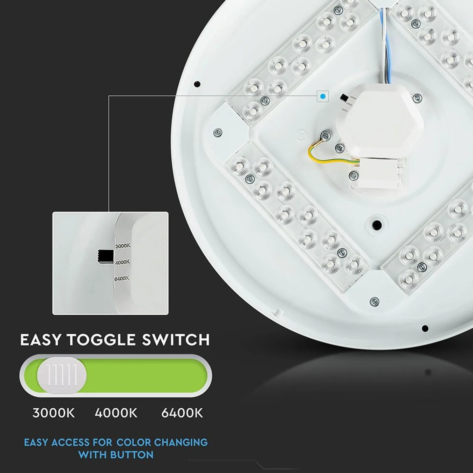 18W LED Dome Lys, 300mm stjerneoverflade, CCT 3i1, rundt