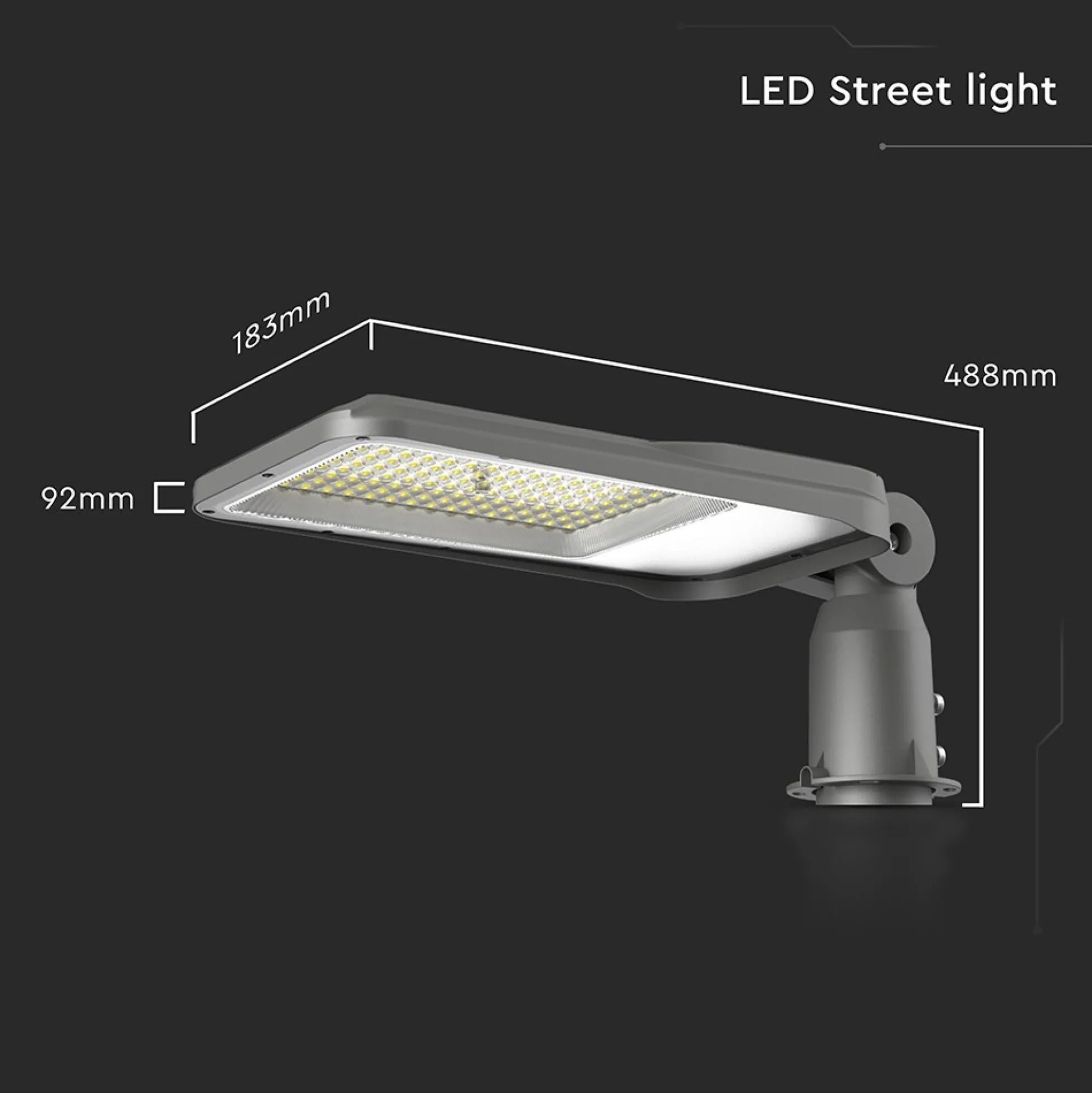 100W LED gadebelysning med Samsung chip, 6500K, 9400lm, RA80, IP65