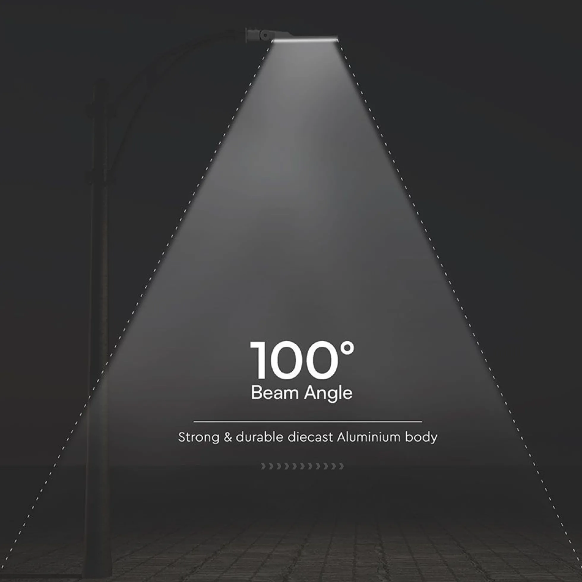 100W LED gadebelysning med Samsung chip, 6500K, 9400lm, RA80, IP65