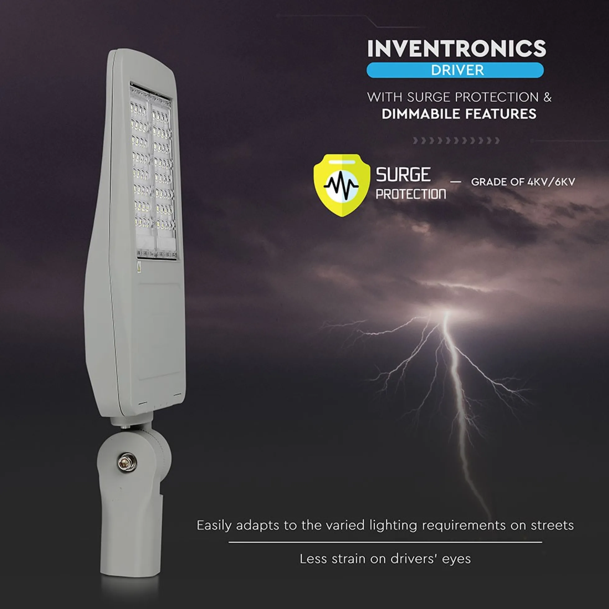 100W LED gadelampe, 140lm/W, 14.000lm, Samsung LED chip, grå, udendørs, 5700K