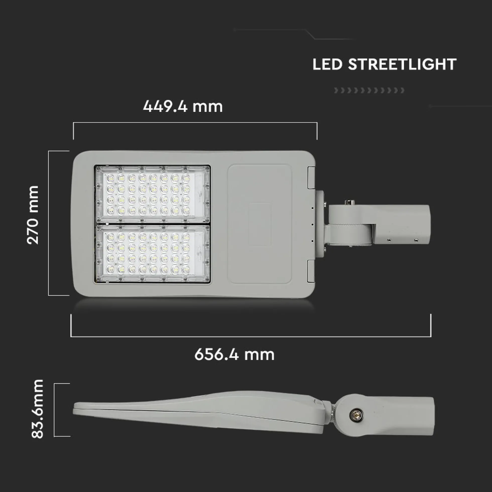 100W LED gadelampe, 140lm/W, 14.000lm, Samsung LED chip, grå, udendørs, 5700K