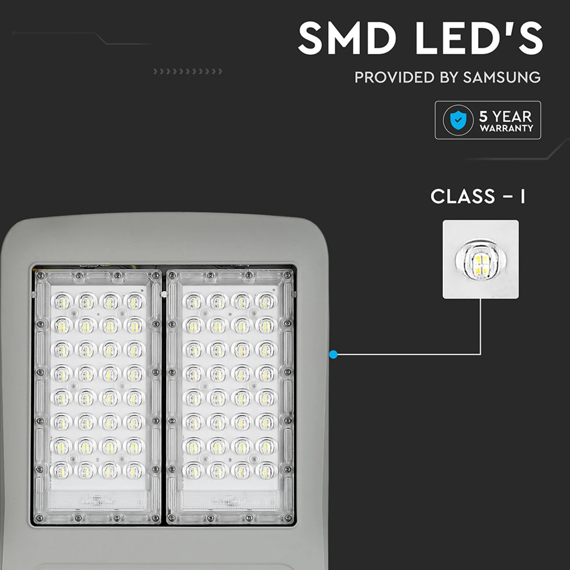 100W LED gadelampe, 140lm/W, 14.000lm, Samsung LED chip, grå, udendørs, 5700K
