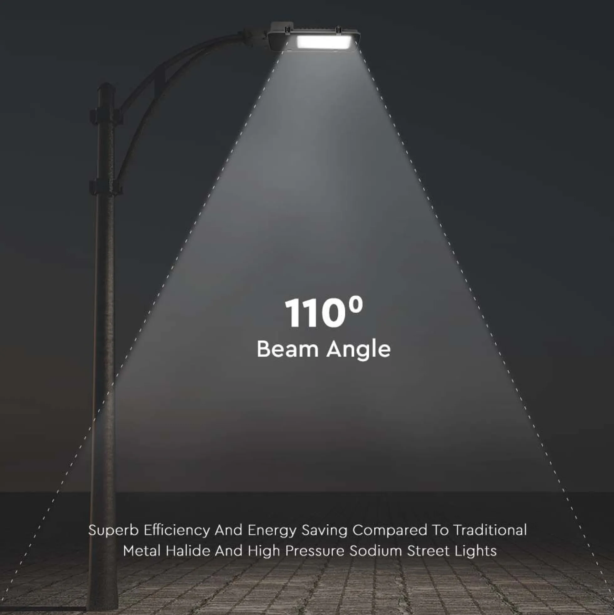 100W LED gadelygte med Samsung chip, 4000K, grå hus