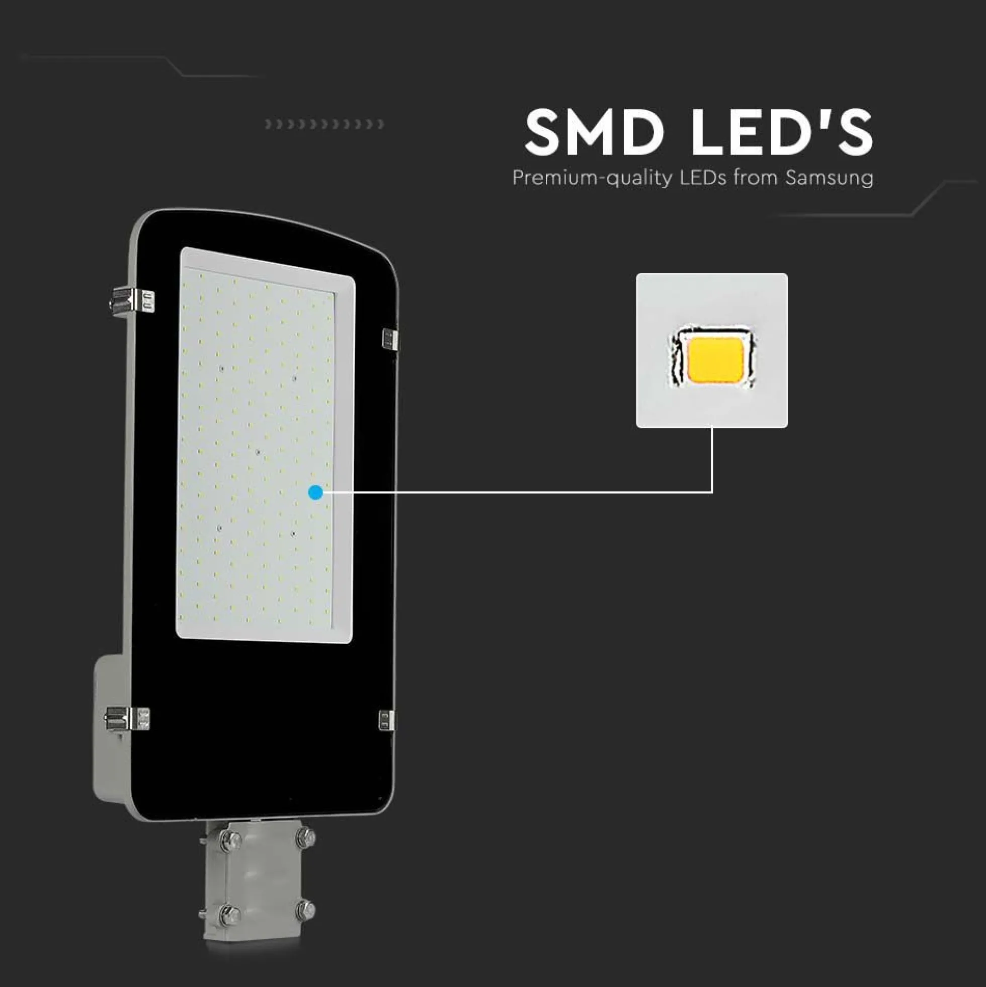 100W LED gadelygte med Samsung chip, 4000K, grå hus