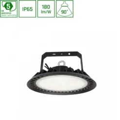 200W LED high bay, 180lm/W, DALI dæmpbar, 90 grader, IP65, IK08, sort kabinet, 4000K