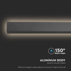 20W LED lineær væglampe, 101cm, IP65, 3000K, sort - Kulør: Varm