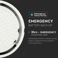 10W LED loftlampe med nødlys, IP65, Samsung LED chip, 3 timers batteritid, Ø32cm, bulkhead - Kulør: Neutral (restsalg)