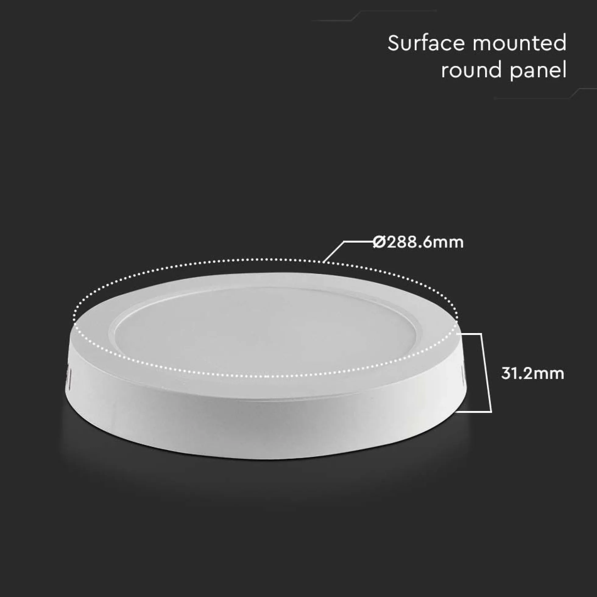 24W LED loftslampe, Ø28,9cm, højde: 3,12cm, hvid kant, varm kulør