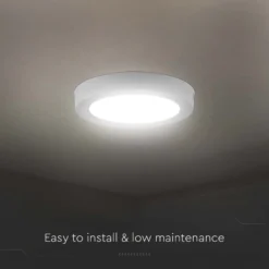 24W LED loftslampe, Ø28,9cm, højde: 3,12cm, hvid kant, varm kulør