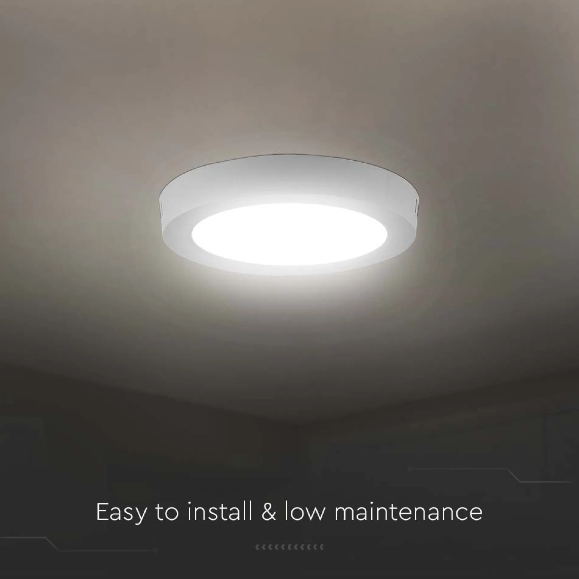 24W LED loftslampe, Ø28,9cm, højde: 3,12cm, hvid kant, varm kulør