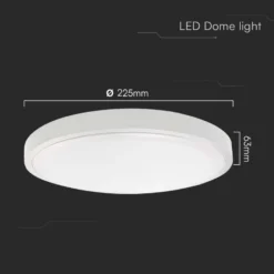 18W LED loftslampe, IP44, Ø22,5cm, 6,3cm højde, varm kulør - V-TAC