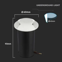 1W LED nedgravningsspot, 6400K, 12V, 180° spredning, IP67 - Kulør: Kold