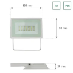 20W LED projektør, 2050lm, IP65, udendørs, 6000K