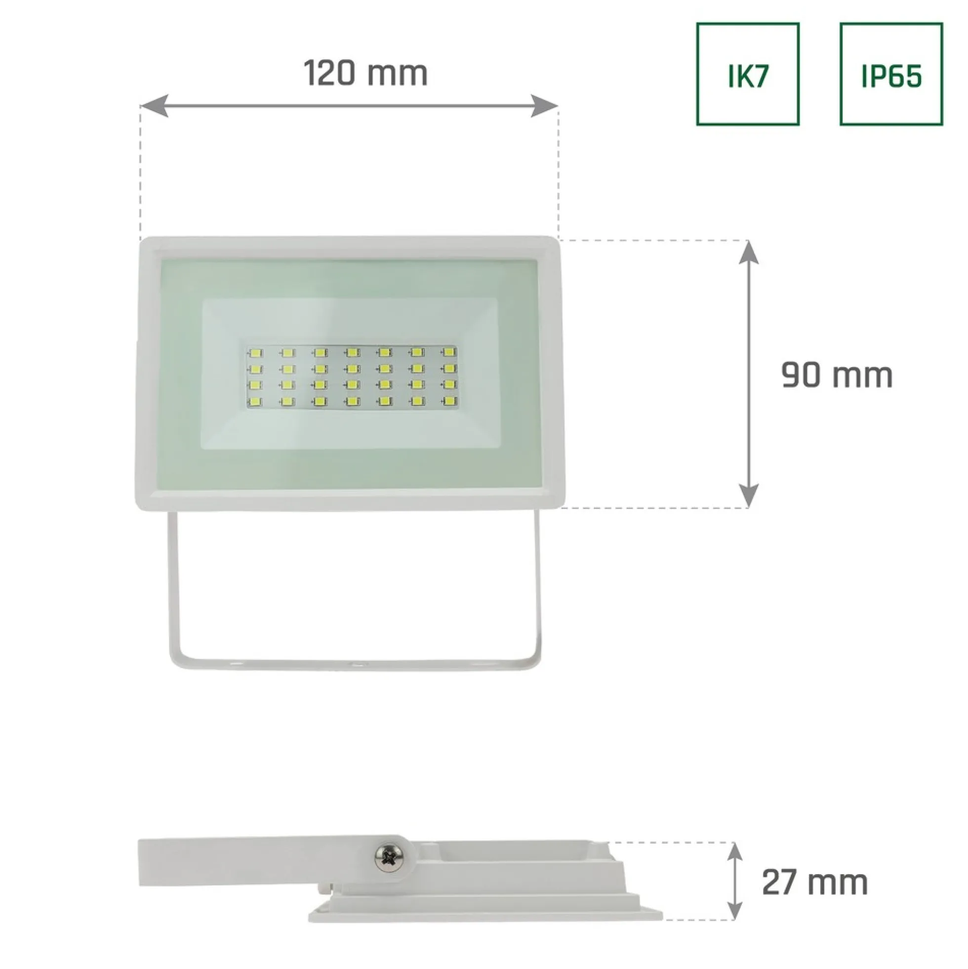 20W LED projektør, 2050lm, IP65, udendørs, 6000K