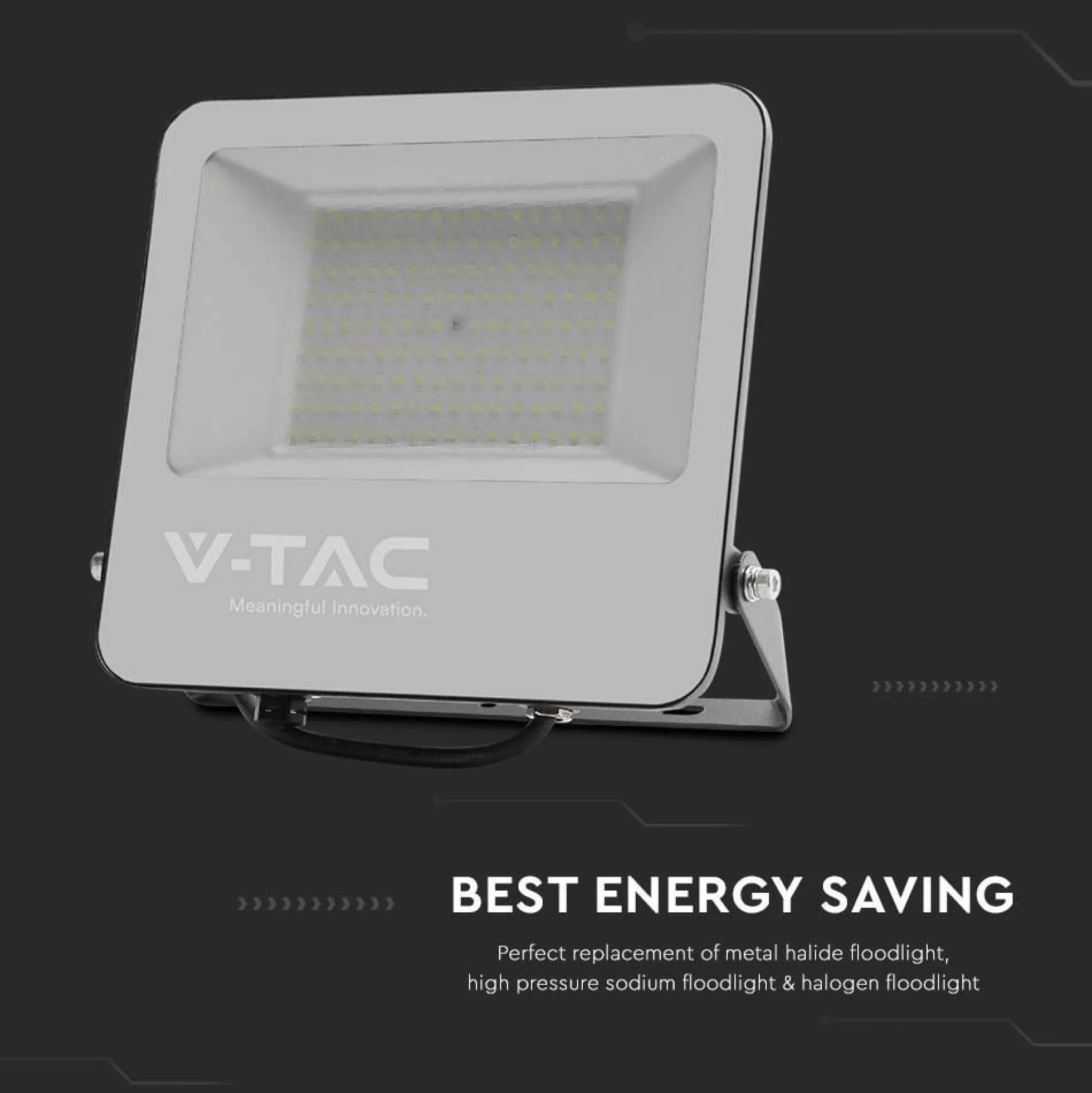100W LED projektør, 160lm/W, 16000lm, 4000K, IP65, sort - V-Tac