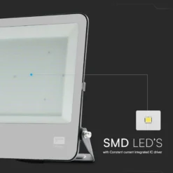 300W LED projektør, 135lm/W, Samsung LED chip, arbejdslampe, 1 meter ledning, udendørs, sort, neutral kulør - VT-44003.nw