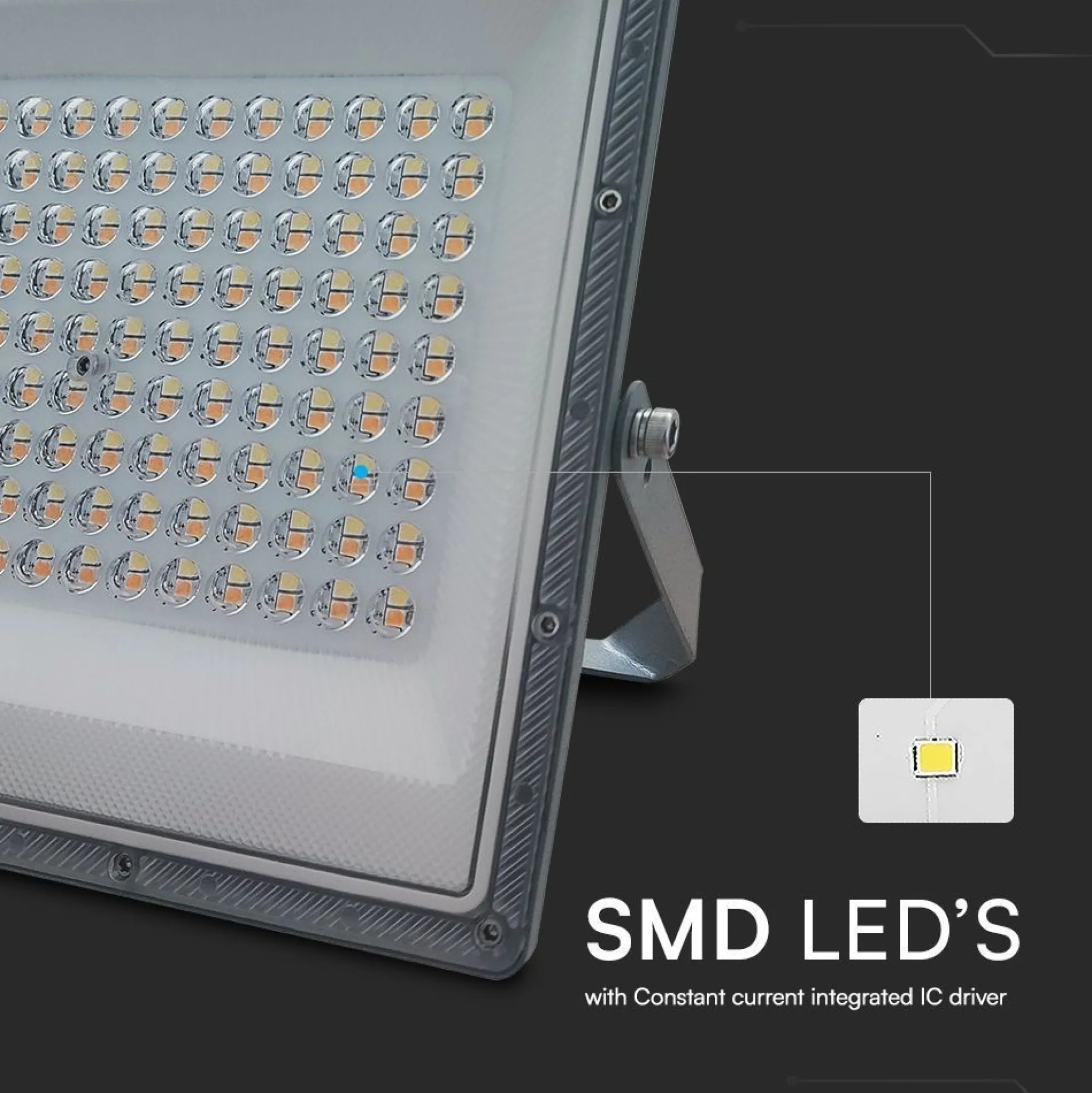 100W LED projektør, 3 lyskulører, udendørs, grå - VT-44100CCT.3i1