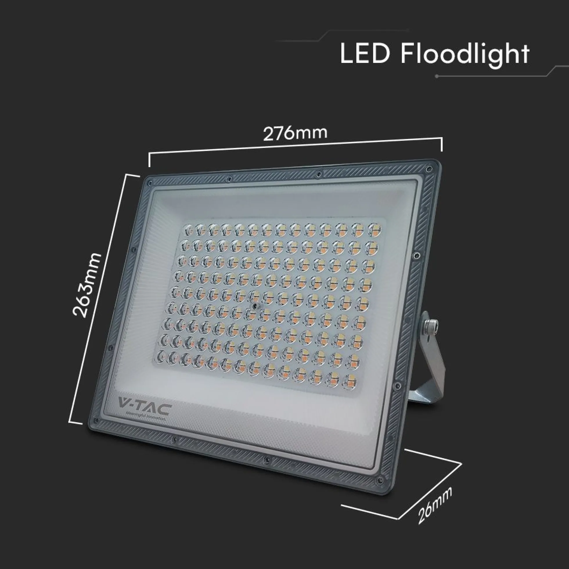 100W LED projektør, 3 lyskulører, udendørs, grå - VT-44100CCT.3i1