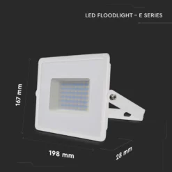 50W LED Projektør med hvidt hus, 6500K, 4300lm, RA70, IP65