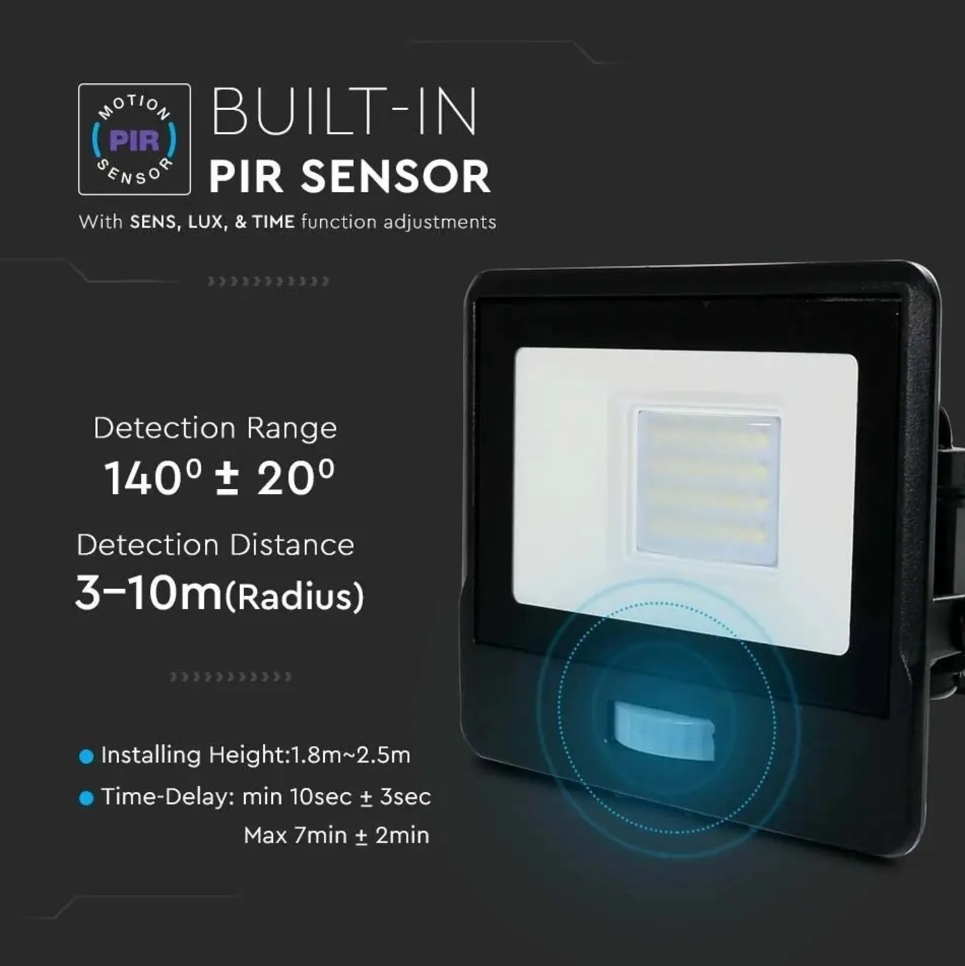 20W LED projektør, SMD, Samsung LED chip, ikke dæmpbar, sort hus, neutral hvid (4000K), IP65