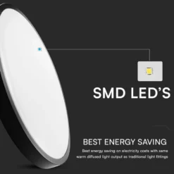 18W LED sensorlampe, IP44, Ø29,5 cm, sort kant, indbygget sensor, fjernbetjening, inkl. lyskilde, 4000K