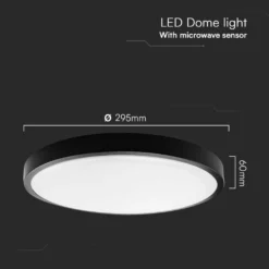18W LED sensorlampe, IP44, Ø29,5 cm, sort kant, indbygget sensor, fjernbetjening, inkl. lyskilde, 4000K