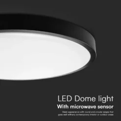 18W LED sensorlampe, IP44, Ø29,5 cm, sort kant, indbygget sensor, fjernbetjening, inkl. lyskilde, 4000K