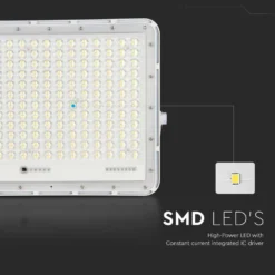 240W LED Solar projektør med 4000K lysfarve, 20000 mAh batteri, 3 meter kabel, smart IR fjernbetjening og hurtig opladning - hvid