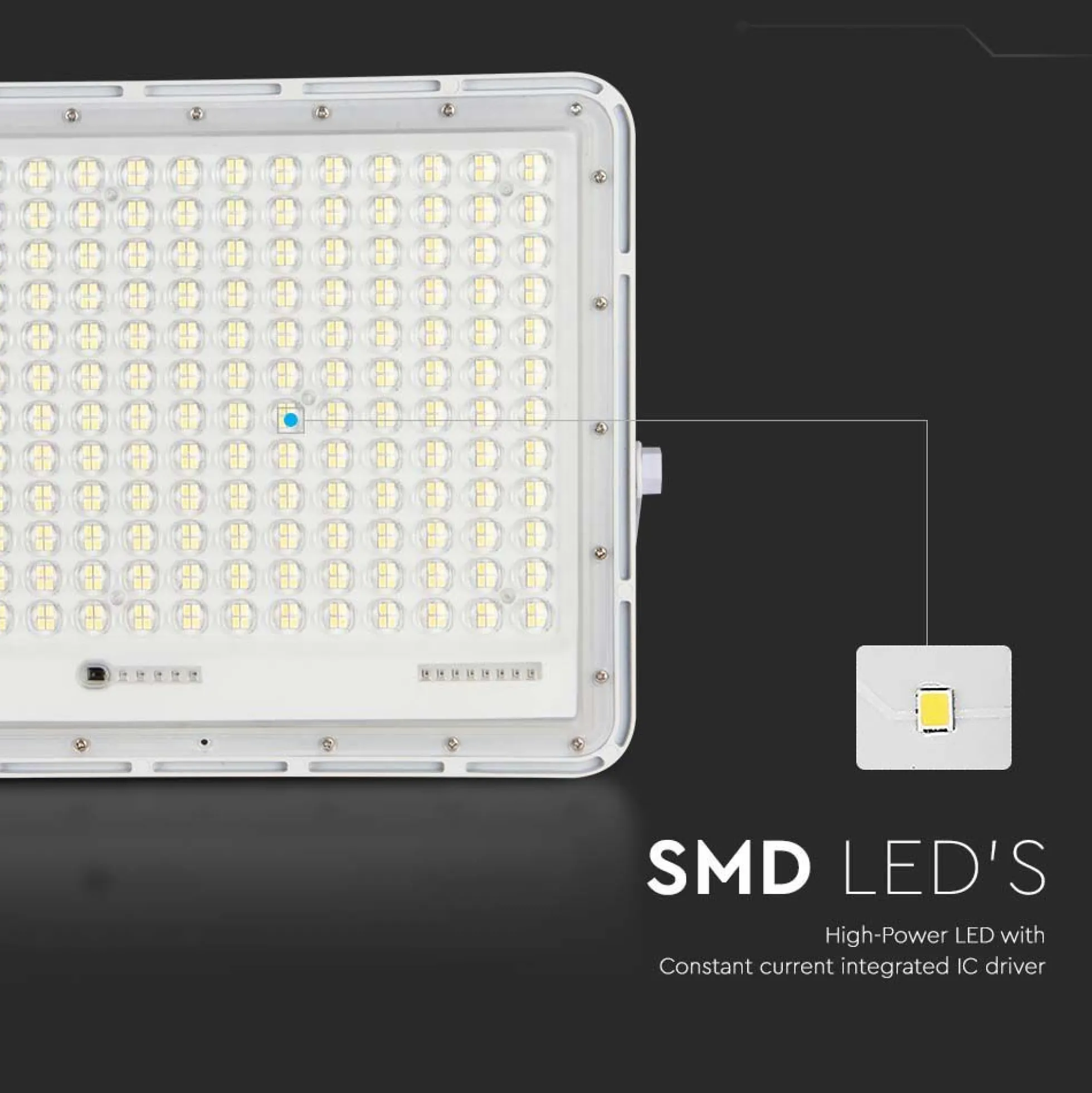240W LED Solar projektør med 4000K lysfarve, 20000 mAh batteri, 3 meter kabel, smart IR fjernbetjening og hurtig opladning - hvid