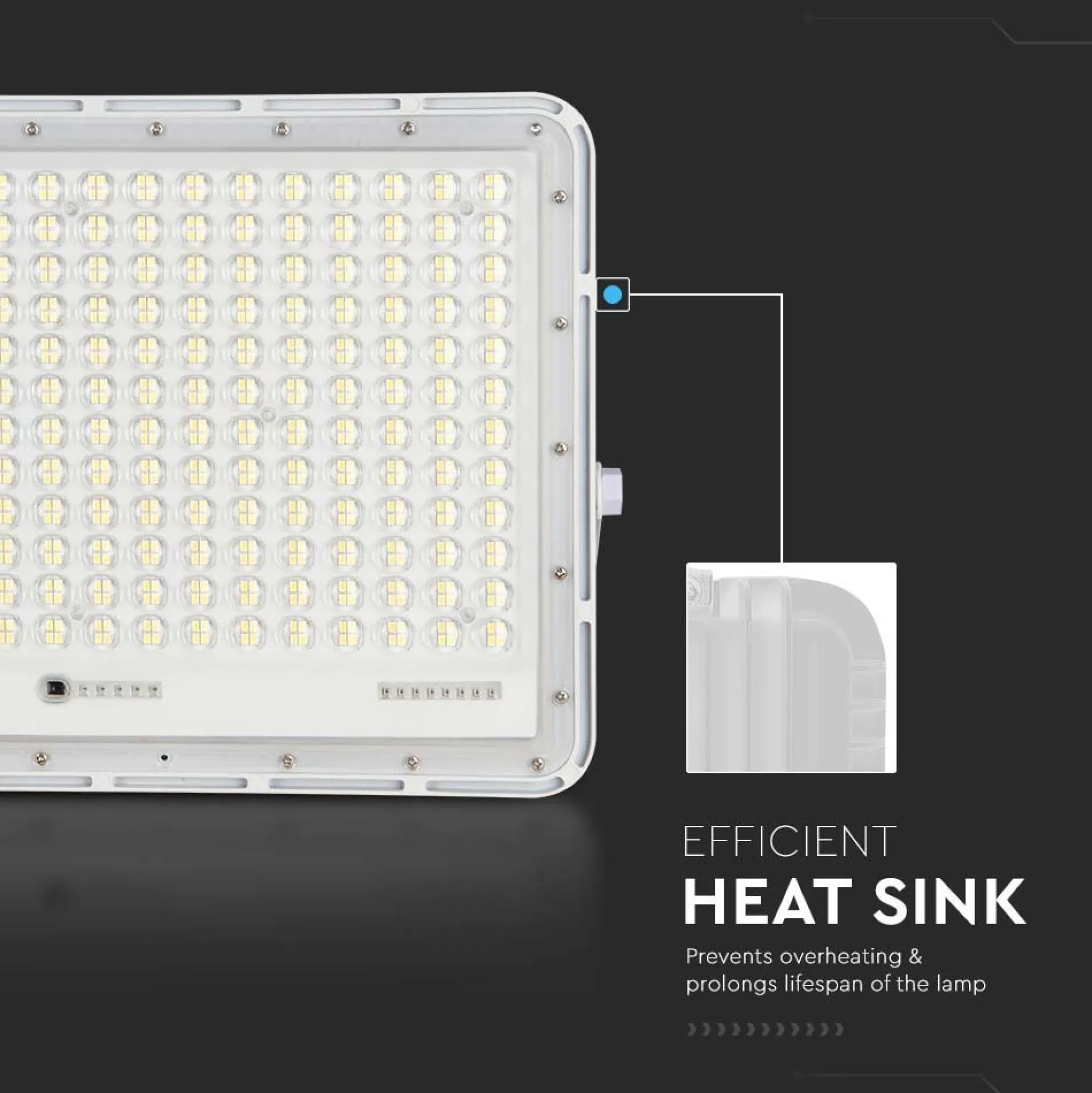 240W LED Solar projektør med 4000K lysfarve, 20000 mAh batteri, 3 meter kabel, smart IR fjernbetjening og hurtig opladning - hvid