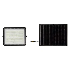 20W LED solcelle projektør, IP65, 4000K, sort, inkl. solpanel og fjernbetjening
