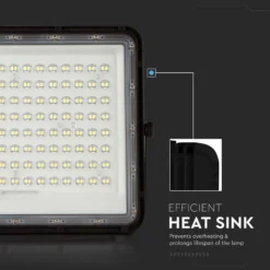 20W LED solcelle projektør, IP65, 4000K, sort, inkl. solpanel og fjernbetjening