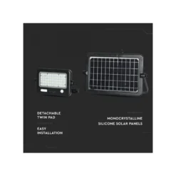 10W LED solcelle projektør, IP65, 1100 lumen, 4000K, 90° spredning, inkl. solcelle og sensor, sort