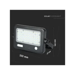 10W LED solcelle projektør, IP65, 1100 lumen, 4000K, 90° spredning, inkl. solcelle og sensor, sort