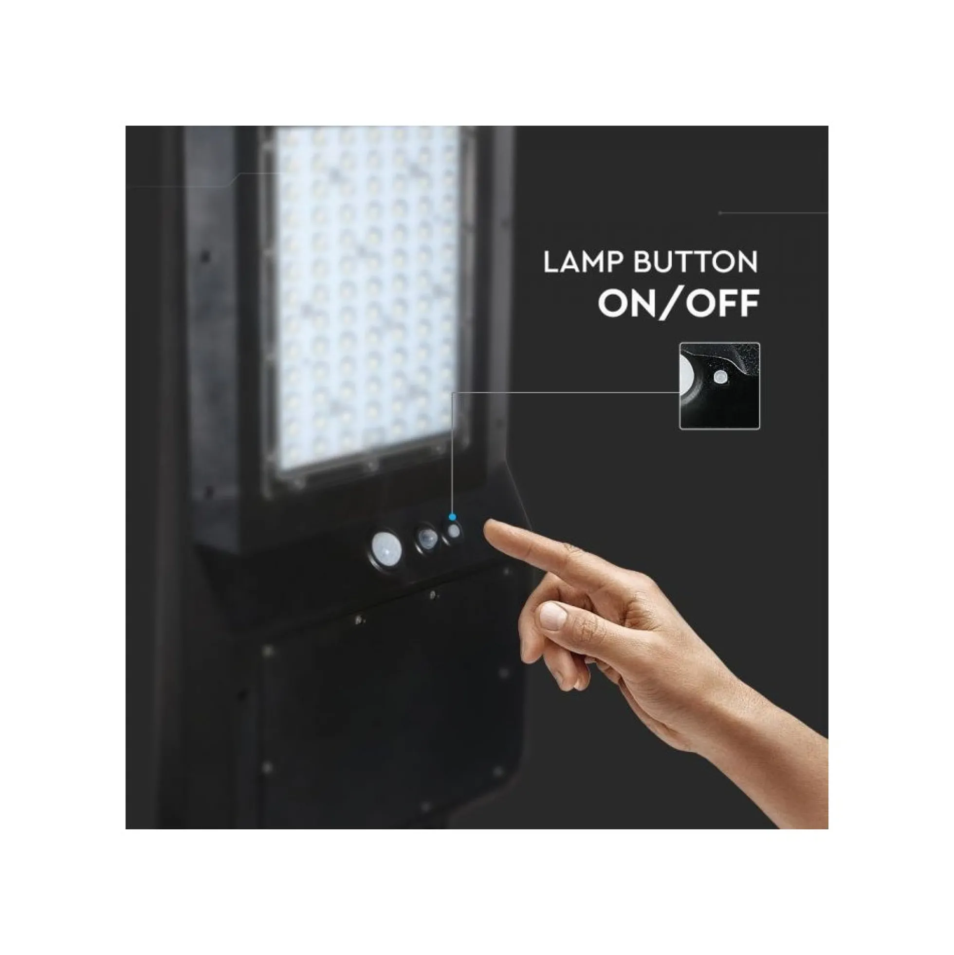40W LED Solcellevejlys, 6000K, sort hus (120lm/watt) - V-TAC