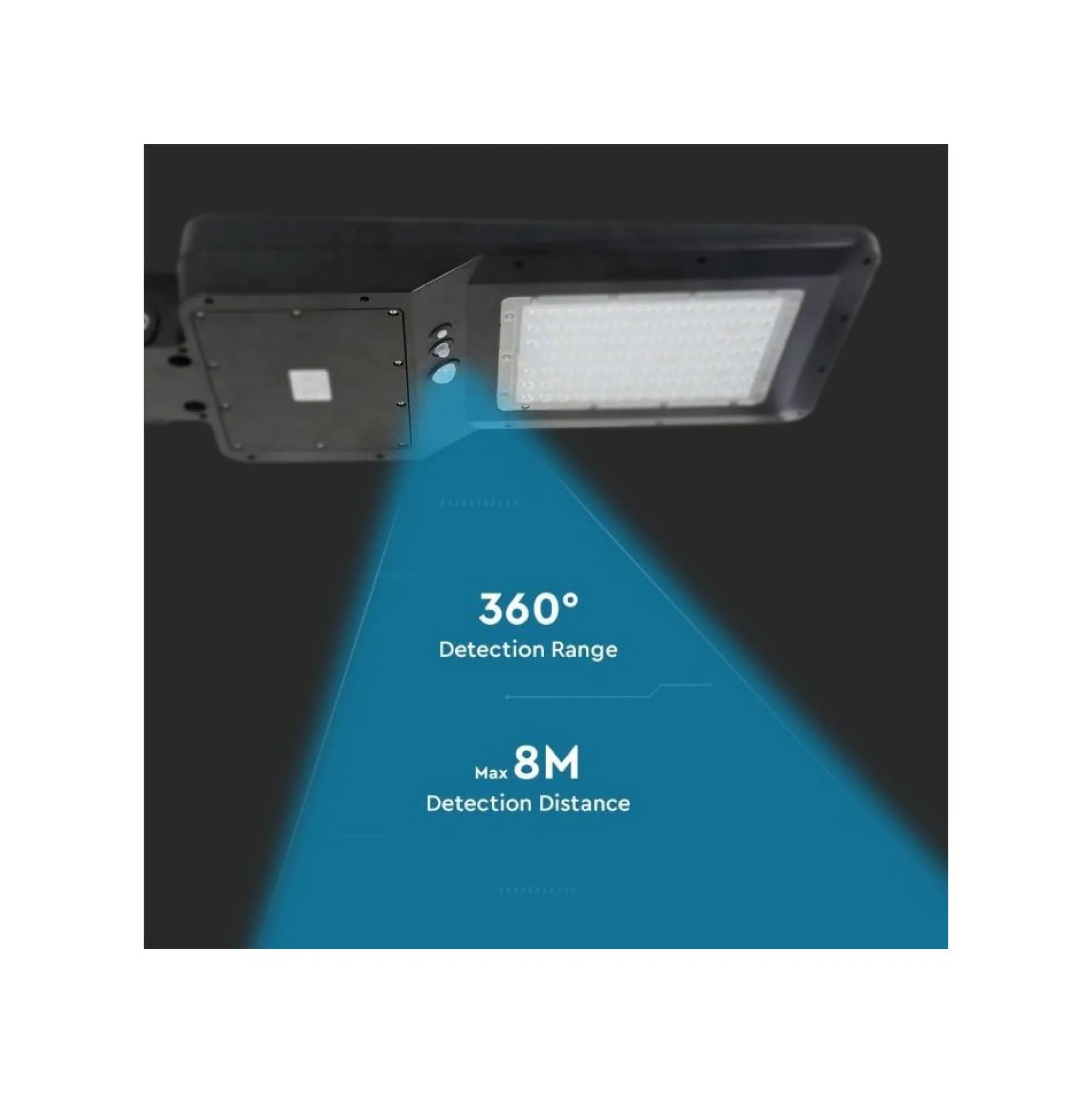 40W LED Solcellevejlys, 6000K, sort hus (120lm/watt) - V-TAC