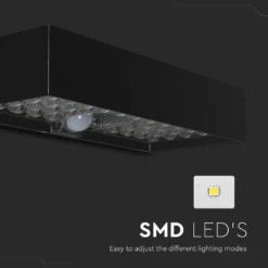 6W LED solcelle væglampe med sensor, 900lm, IP65, sort, 4000K, inkl. batteri - Kulør : Neutral