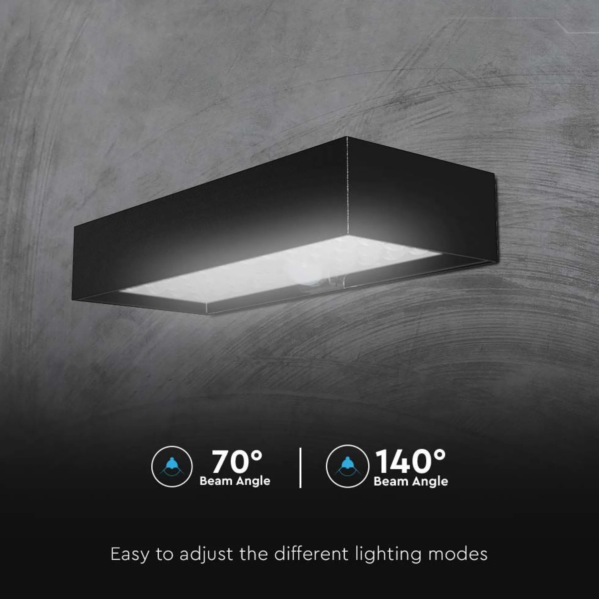 6W LED solcelle væglampe med sensor, 900lm, IP65, sort, 4000K, inkl. batteri - Kulør : Neutral
