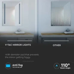 35W LED spejlllys - Rektangulær, krom, 6400K, 700x500mm