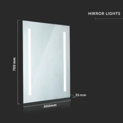 35W LED spejlllys - Rektangulær, krom, 6400K, 700x500mm