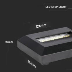 2W LED trappebelysning, sort, til påbygning, IP65, inde/udendørs, 230V, neutral