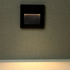 2W LED trappebelysning, sort, til påbygning, IP65, inde/udendørs, 230V, neutral