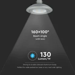 100W LED vejarmatur til wireophæng, 130lm/W, Samsung LED chip, IP65, 4000K, grå, IK08 - Kulør : Neutral