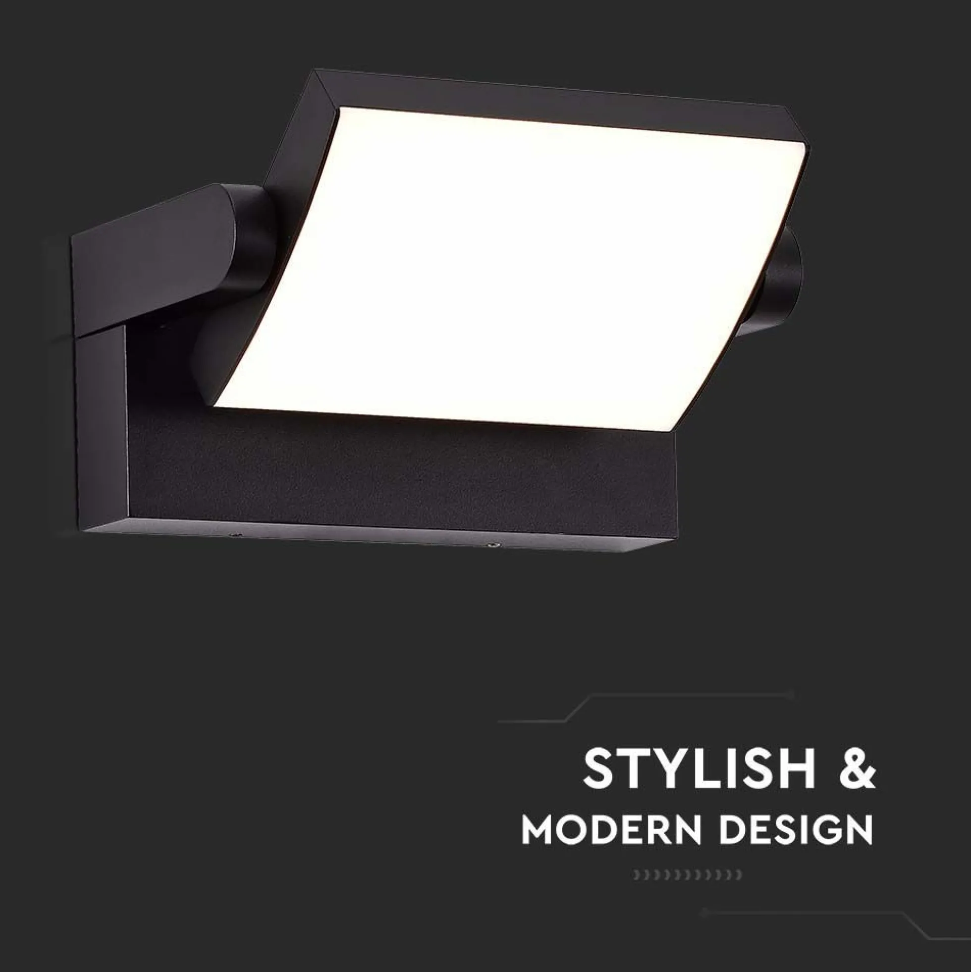 17W LED væglampe - IP65, sort, aluminium - Kulør : Varm