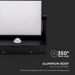 17W LED væglampe med PIR sensor, IP65, sort, 4000K, 2520 lumen - Kulør: Neutral